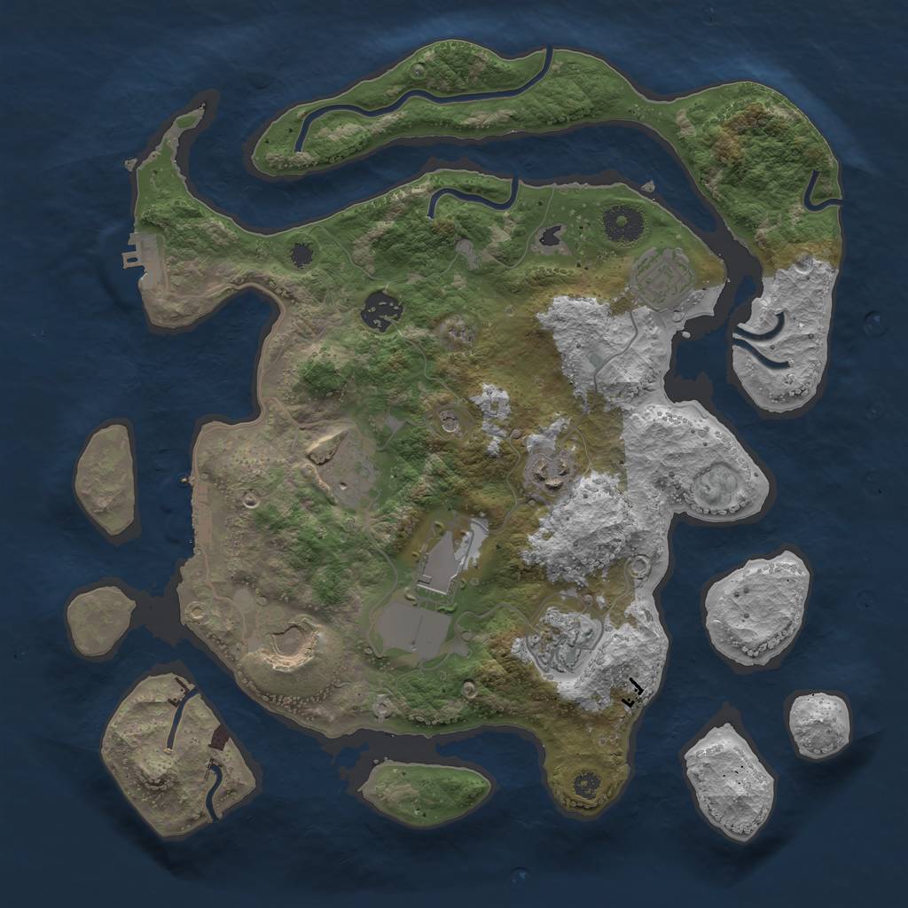 Rust Map: Procedural Map, Size: 3500, Seed: 275204, 12 Monuments