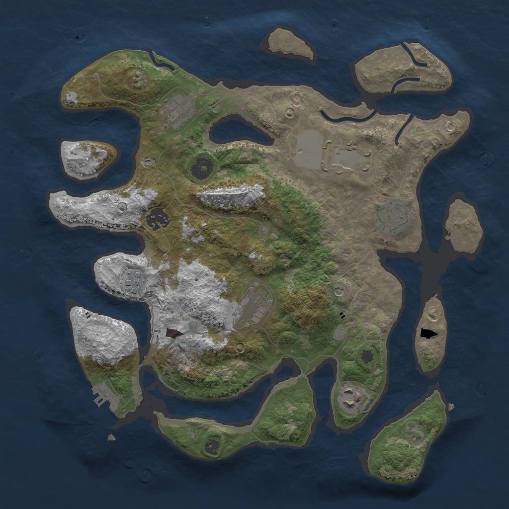 Rust Map: Procedural Map, Size: 3500, Seed: 1021235079, 11 Monuments