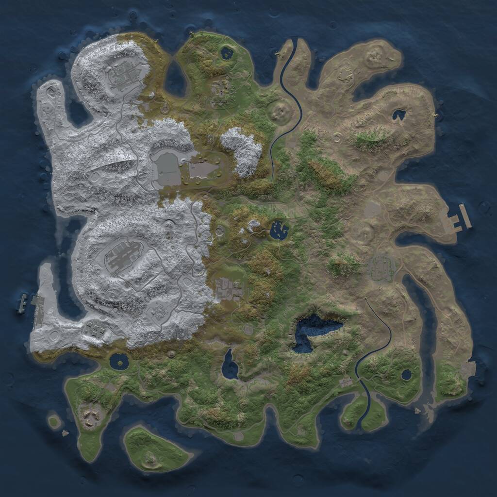 Rust Map: Procedural Map, Size: 4000, Seed: 5030, 15 Monuments