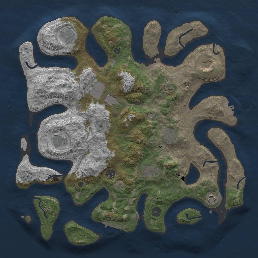 Rust Map: Procedural Map, Size: 4000, Seed: 5030, 21 Monuments