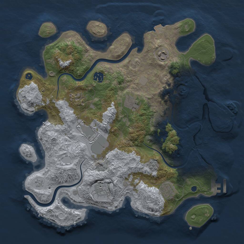 Rust Map: Procedural Map, Size: 3500, Seed: 490615, 14 Monuments