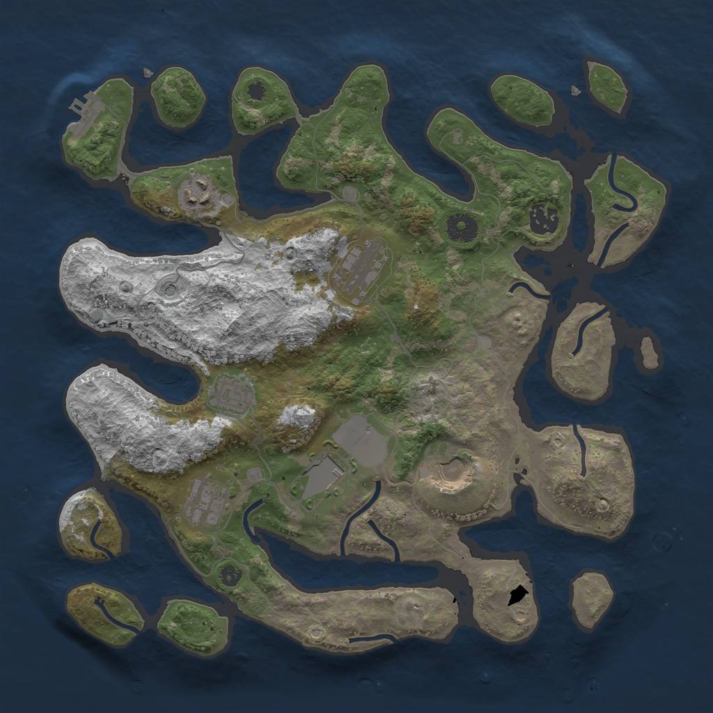 Rust Map: Procedural Map, Size: 3500, Seed: 9038, 11 Monuments