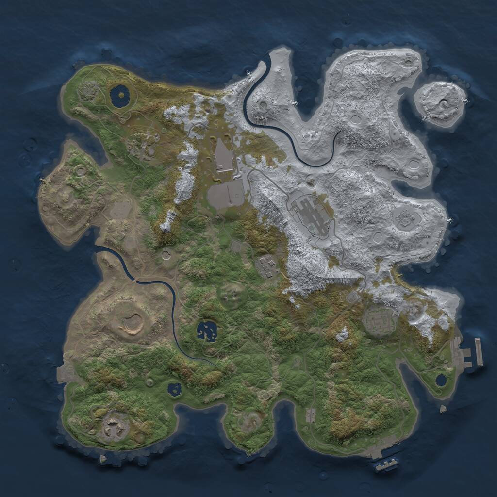 Rust Map: Procedural Map, Size: 3500, Seed: 574912, 14 Monuments