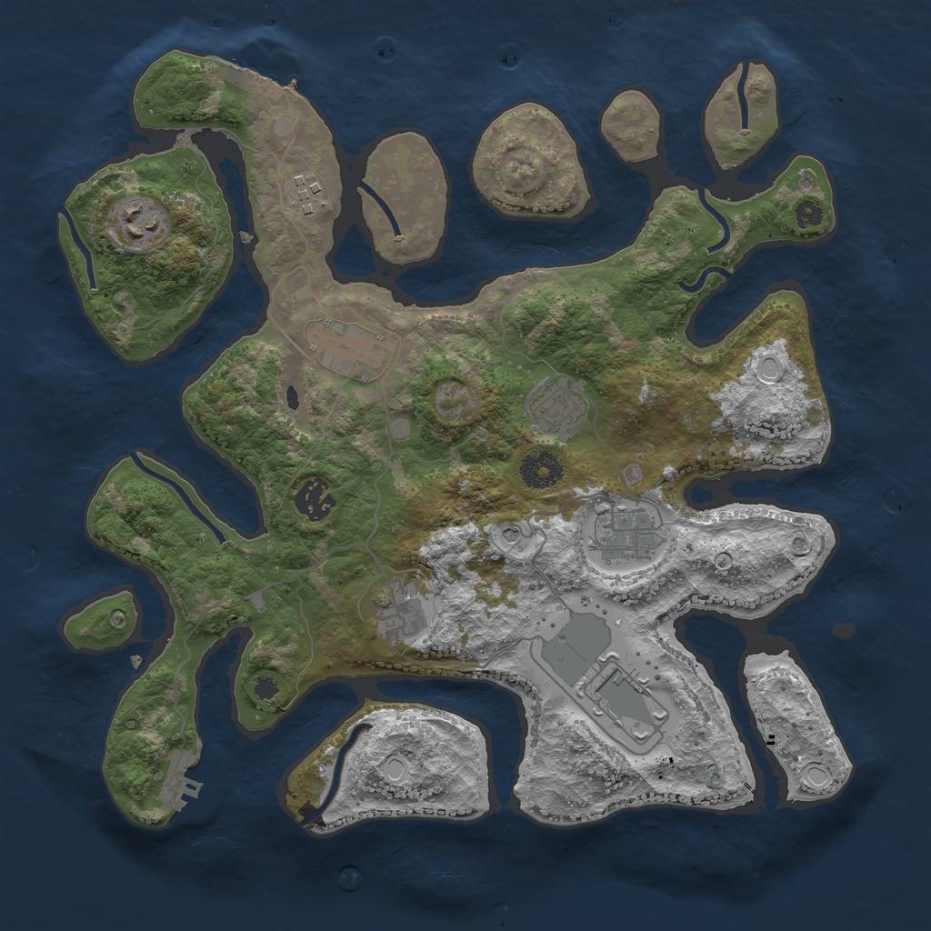 Rust Map: Procedural Map, Size: 3500, Seed: 500388, 16 Monuments