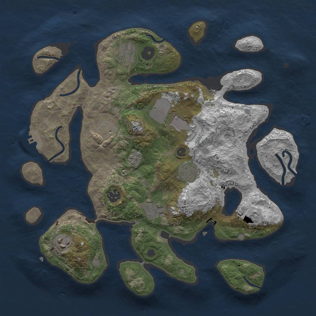 Rust Map: Procedural Map, Size: 3500, Seed: 237814, 12 Monuments