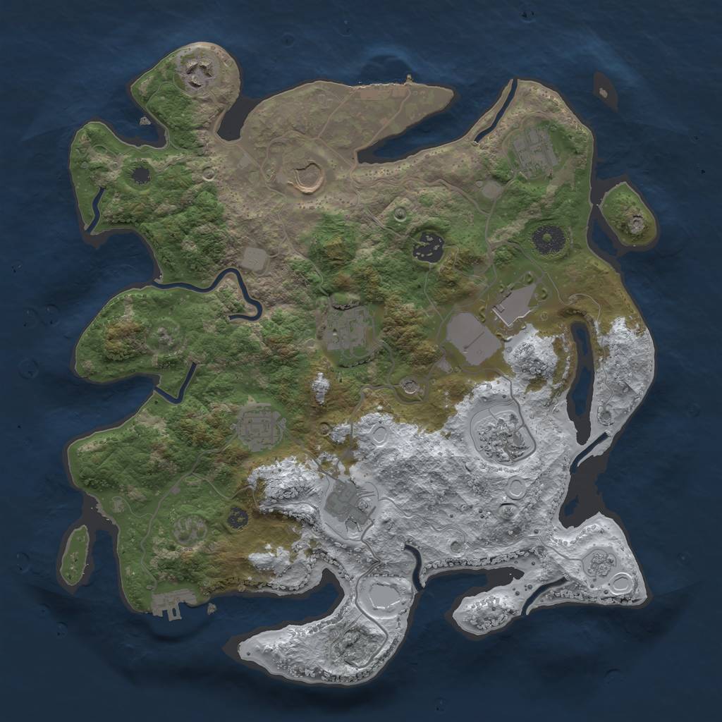 Rust Map: Procedural Map, Size: 3500, Seed: 863461, 18 Monuments