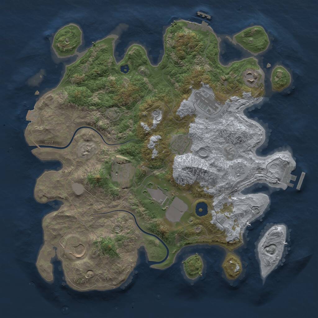 Rust Map: Procedural Map, Size: 3500, Seed: 429957, 12 Monuments