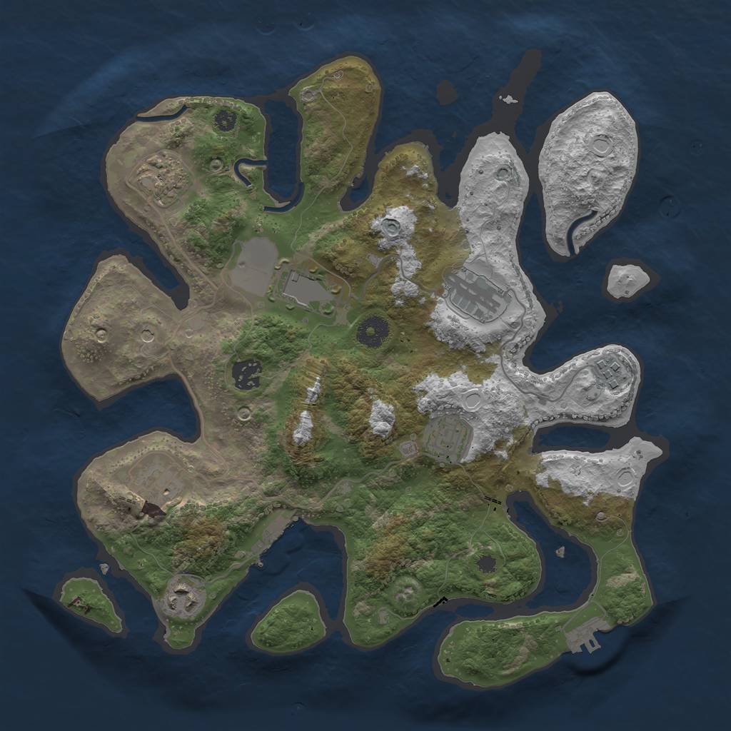 Rust Map: Procedural Map, Size: 3500, Seed: 594137, 19 Monuments