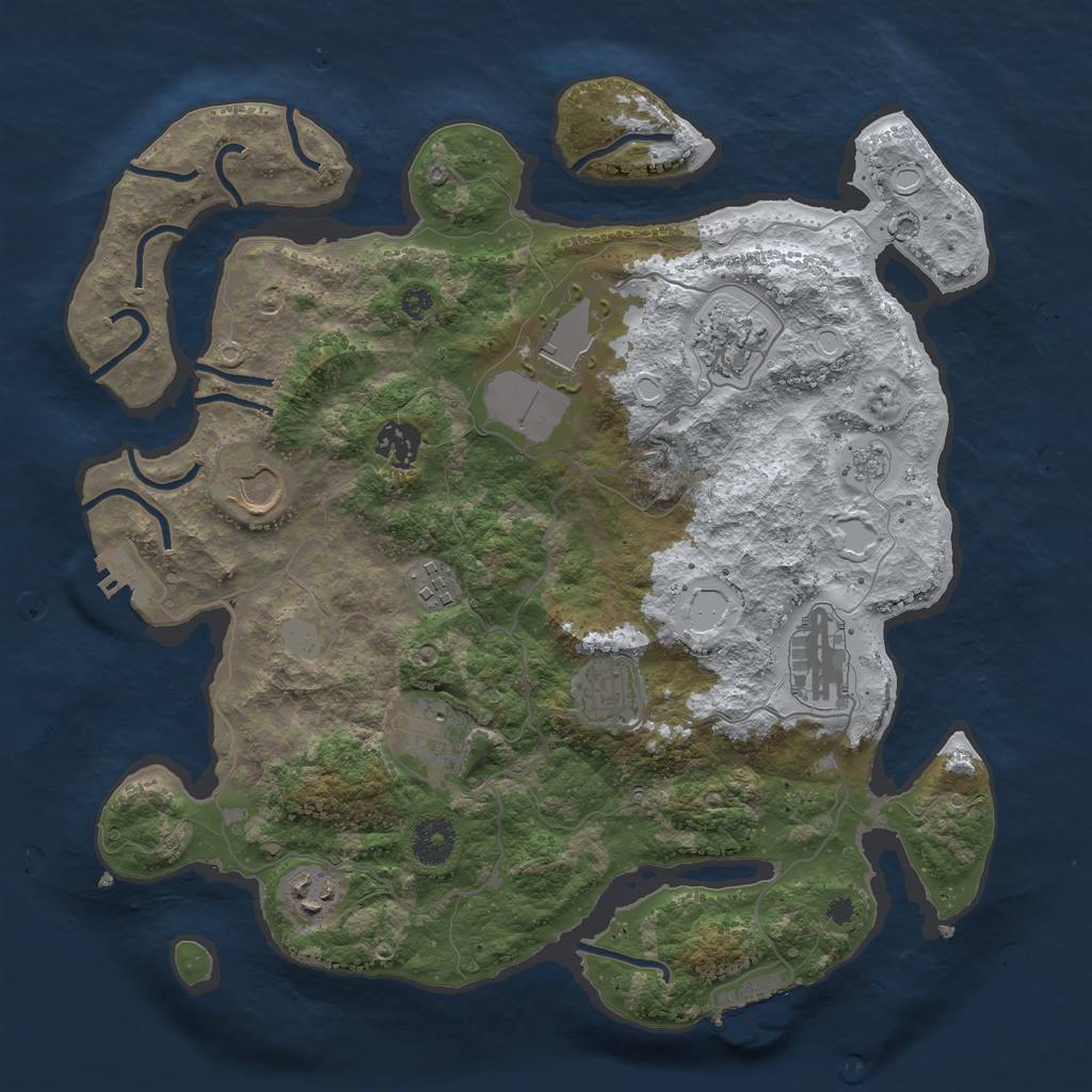 Rust Map: Procedural Map, Size: 3550, Seed: 8128, 17 Monuments