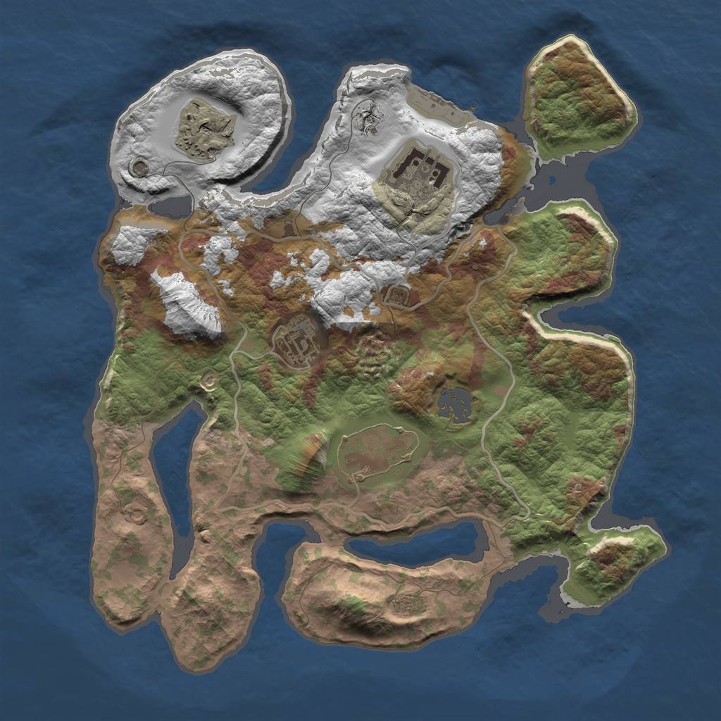 Rust Map: Barren, Size: 3000, Seed: 30052021, 10 Monuments