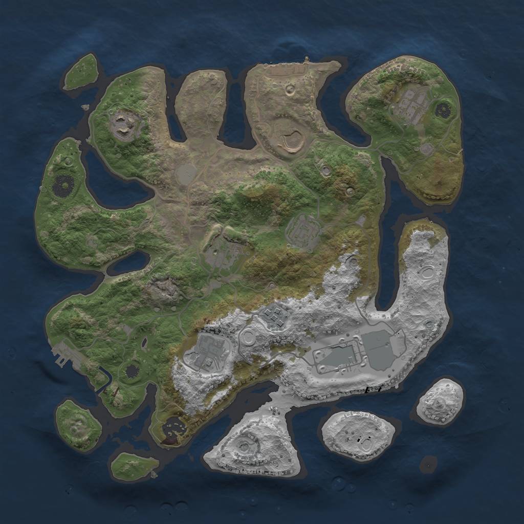 Rust Map: Procedural Map, Size: 3500, Seed: 4376, 17 Monuments