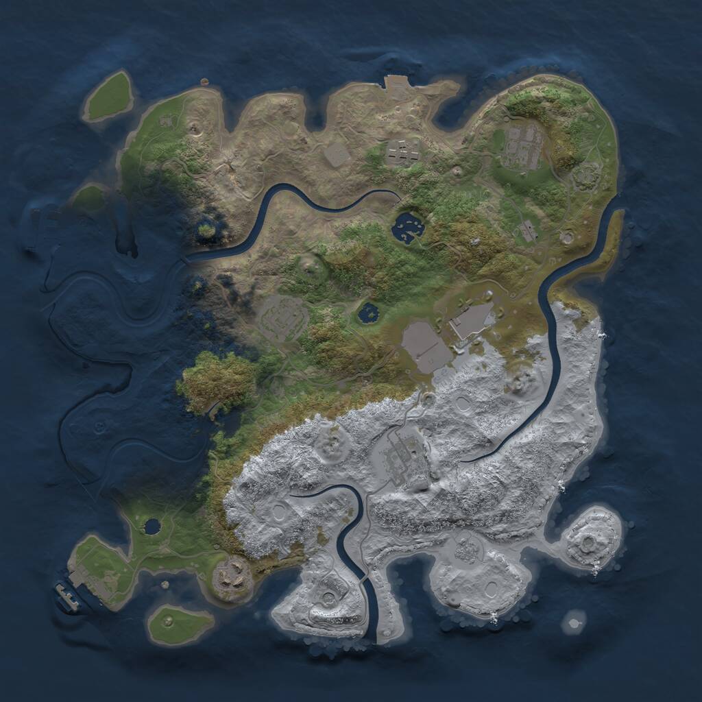 Rust Map: Procedural Map, Size: 3500, Seed: 4376, 13 Monuments