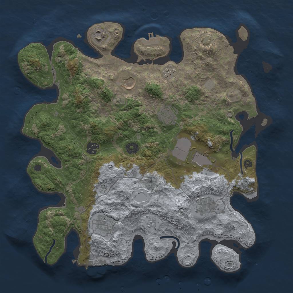 Rust Map: Procedural Map, Size: 3500, Seed: 436150658, 15 Monuments