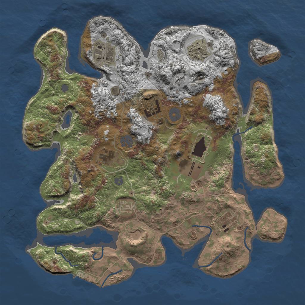 Rust Map: Procedural Map, Size: 3500, Seed: 342983, 14 Monuments