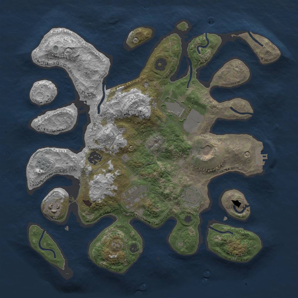 Rust Map: Procedural Map, Size: 3500, Seed: 774330, 17 Monuments