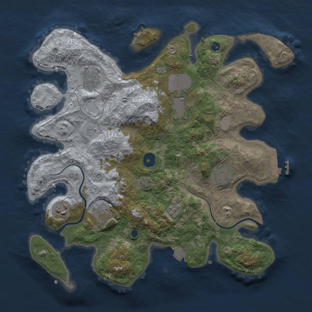 Rust Map: Procedural Map, Size: 3500, Seed: 774330, 11 Monuments