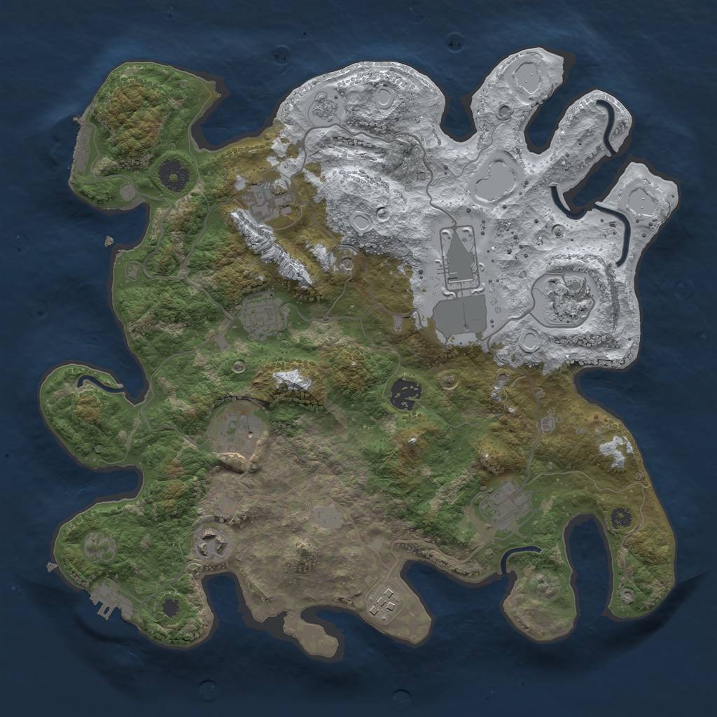 Rust Map: Procedural Map, Size: 3500, Seed: 8101981, 18 Monuments