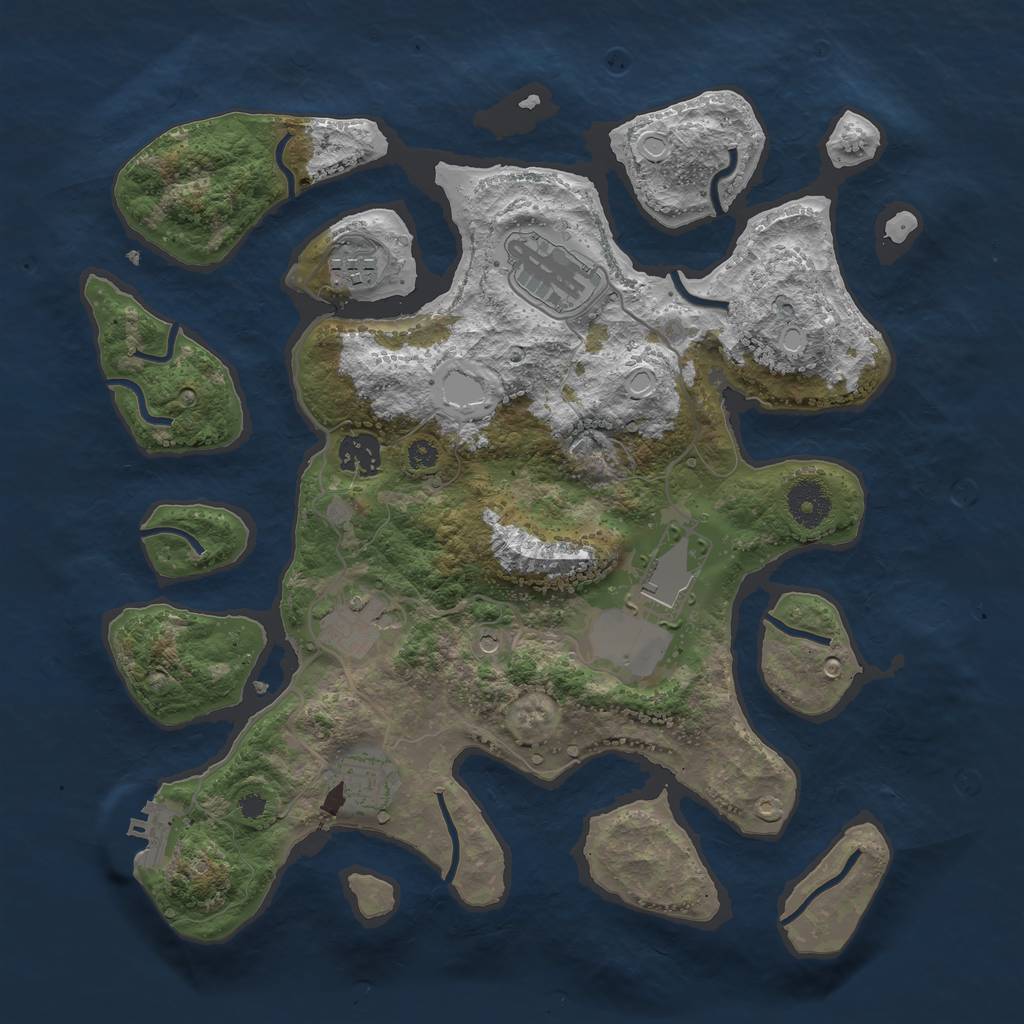 Rust Map: Procedural Map, Size: 3500, Seed: 591422, 13 Monuments