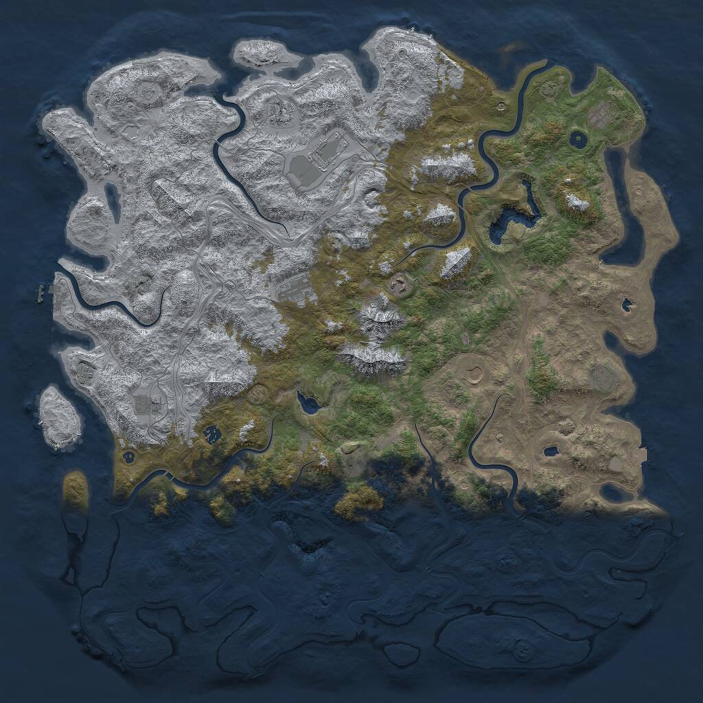 Rust Map: Procedural Map, Size: 6000, Seed: 151542, 17 Monuments