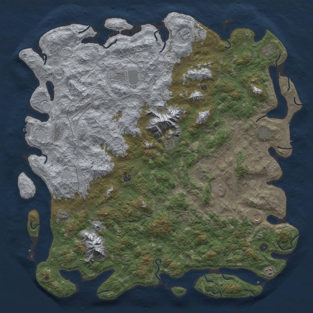 Rust Map: Procedural Map, Size: 6000, Seed: 151542, 18 Monuments