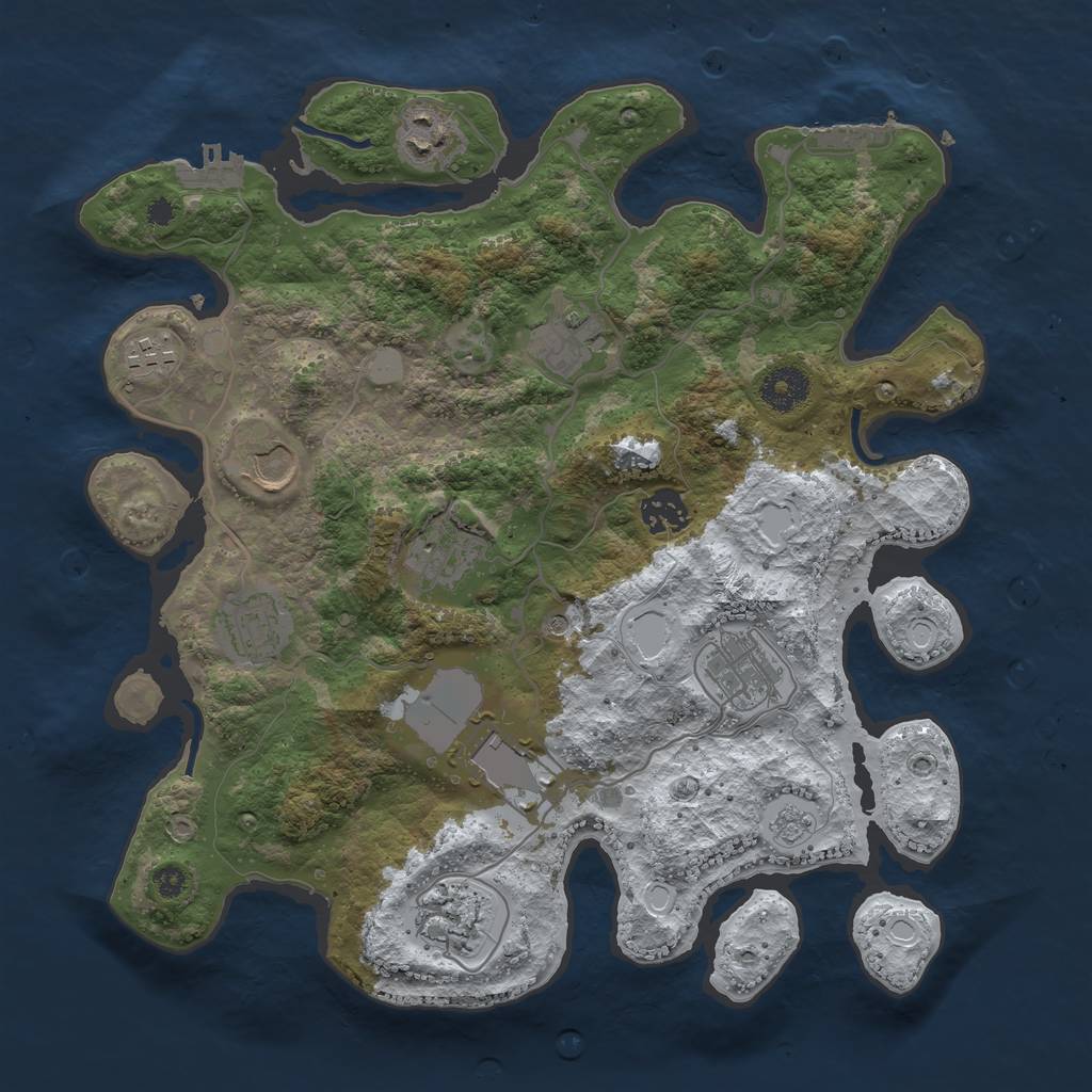 Rust Map: Procedural Map, Size: 3500, Seed: 987623, 19 Monuments