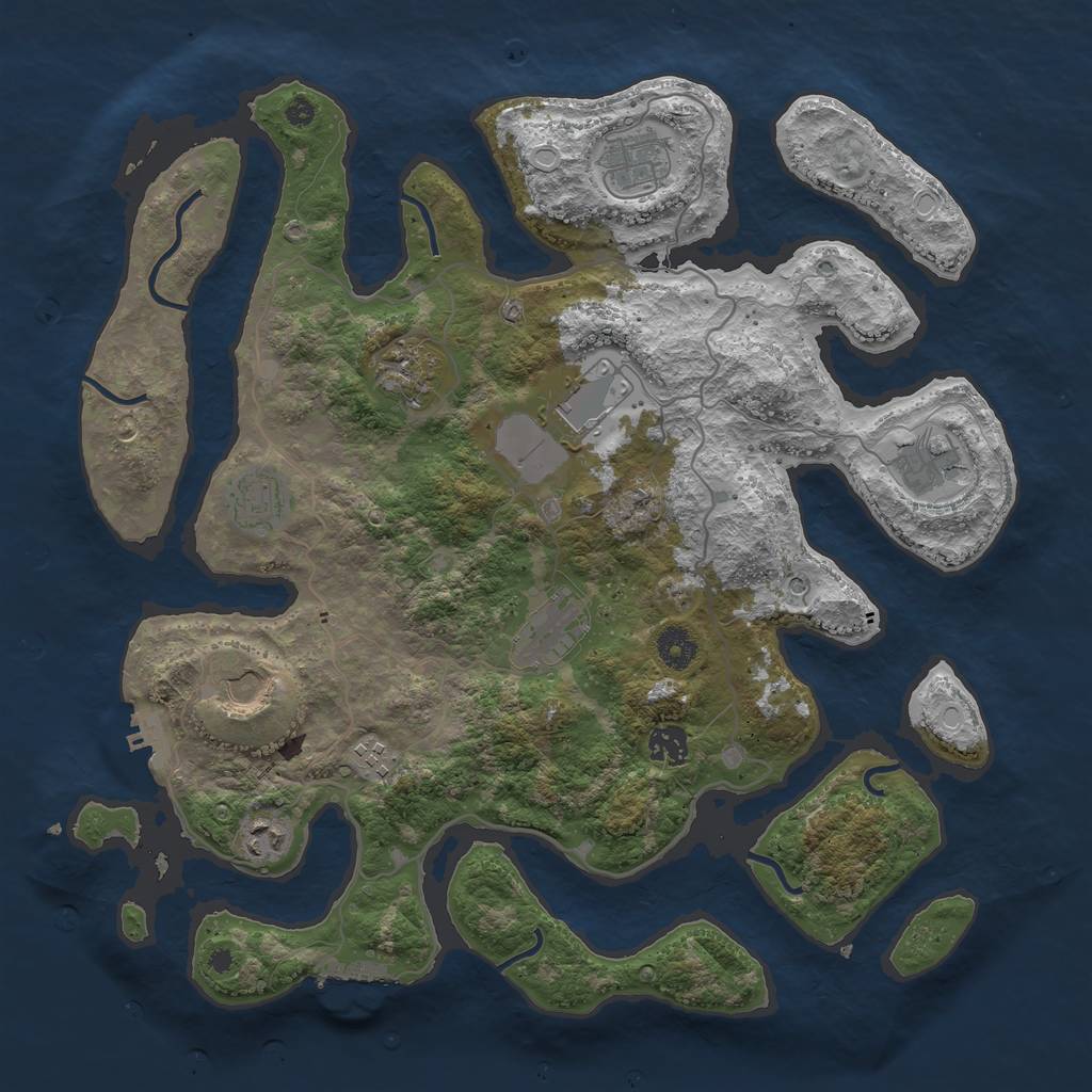 Rust Map: Procedural Map, Size: 4000, Seed: 234162, 18 Monuments