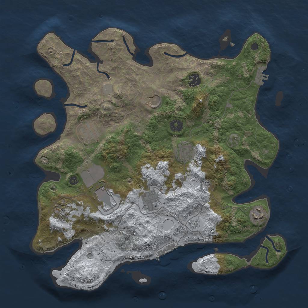 Rust Map: Procedural Map, Size: 3500, Seed: 856600, 17 Monuments