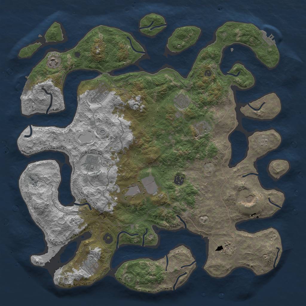 Rust Map: Procedural Map, Size: 4500, Seed: 480144400, 22 Monuments