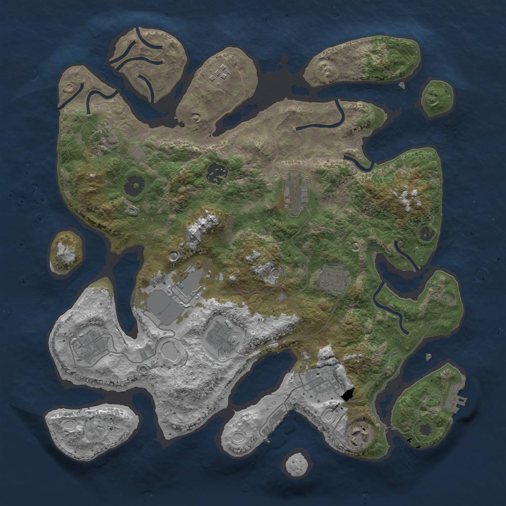 Rust Map: Procedural Map, Size: 3700, Seed: 3653256, 21 Monuments