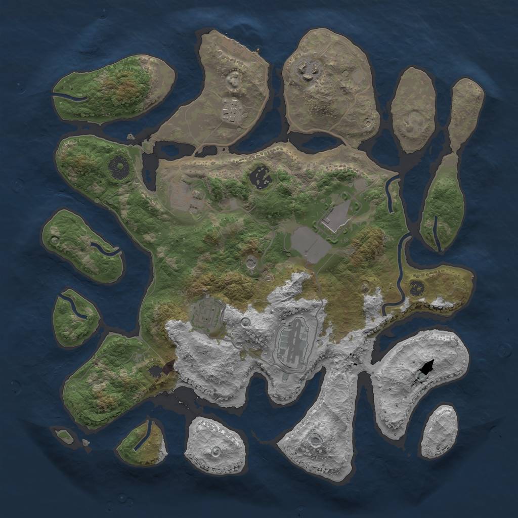 Rust Map: Procedural Map, Size: 3500, Seed: 915749, 11 Monuments