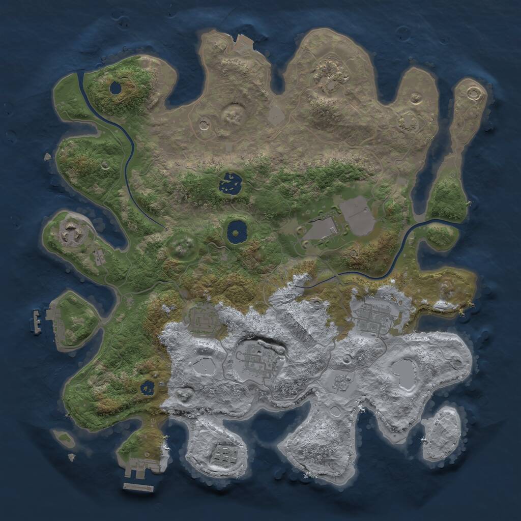 Rust Map: Procedural Map, Size: 3500, Seed: 915749, 14 Monuments