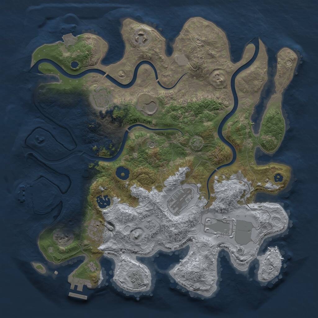 Rust Map: Procedural Map, Size: 3500, Seed: 915749, 14 Monuments