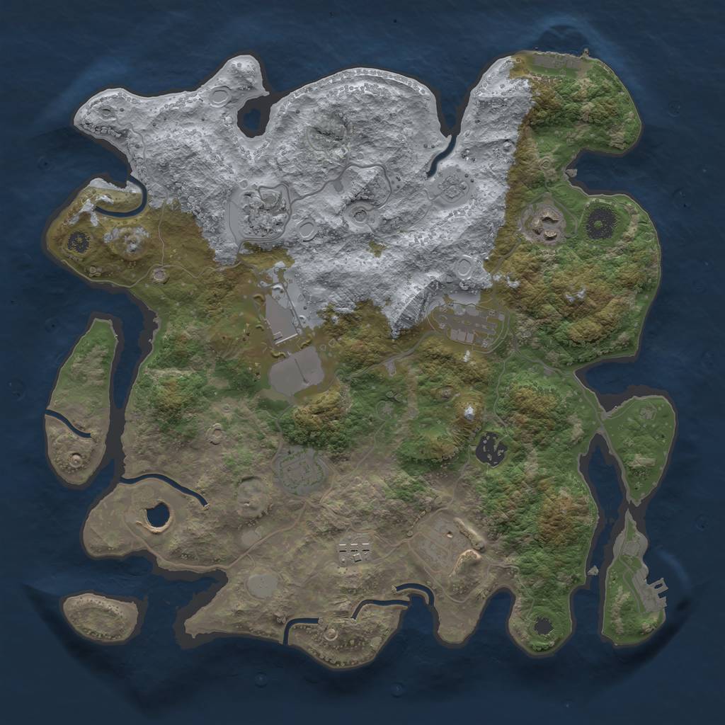 Rust Map: Procedural Map, Size: 3500, Seed: 822962, 16 Monuments