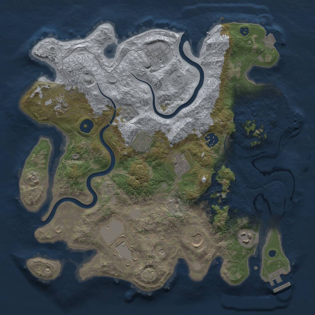 Rust Map: Procedural Map, Size: 3500, Seed: 822962, 15 Monuments