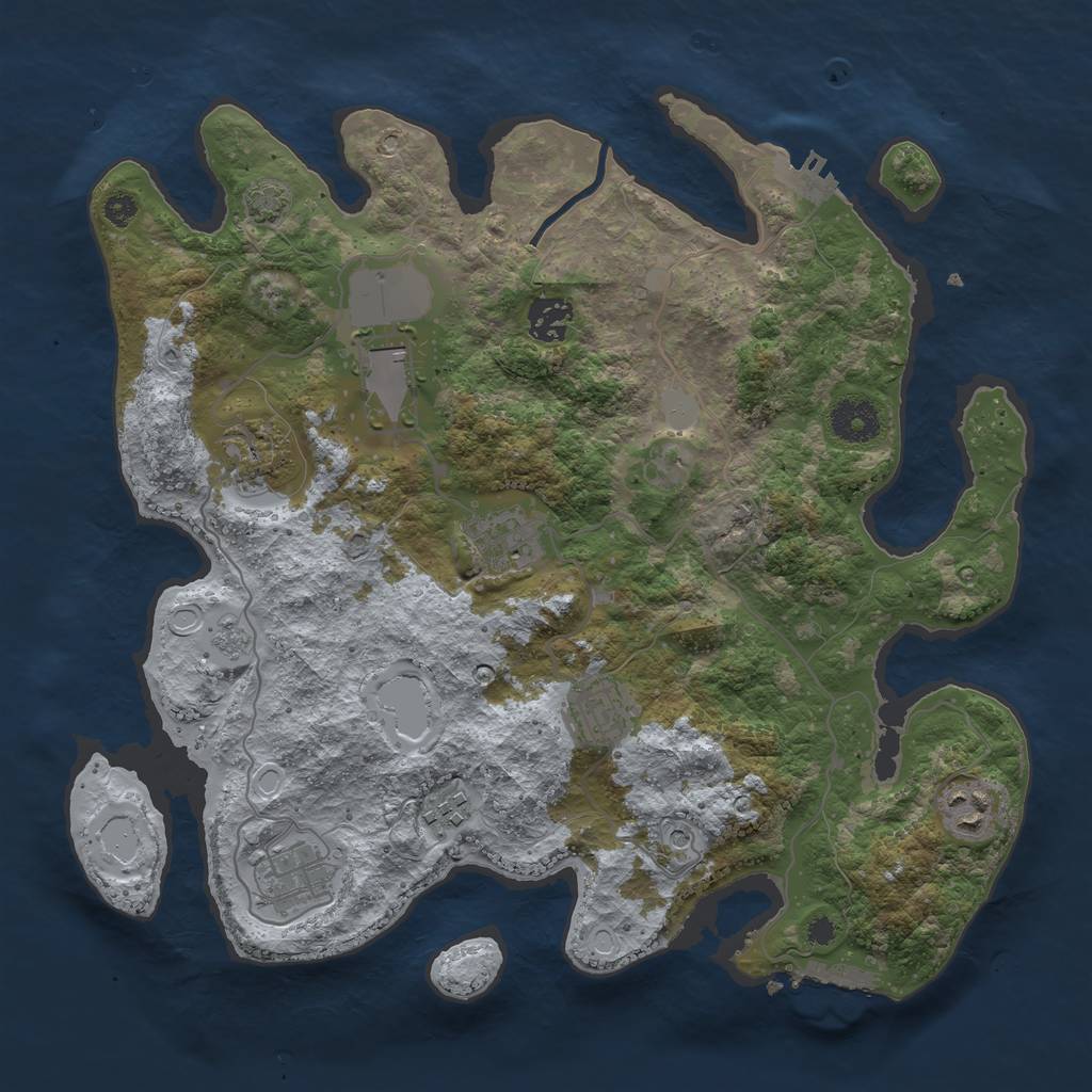 Rust Map: Procedural Map, Size: 3500, Seed: 186246, 16 Monuments