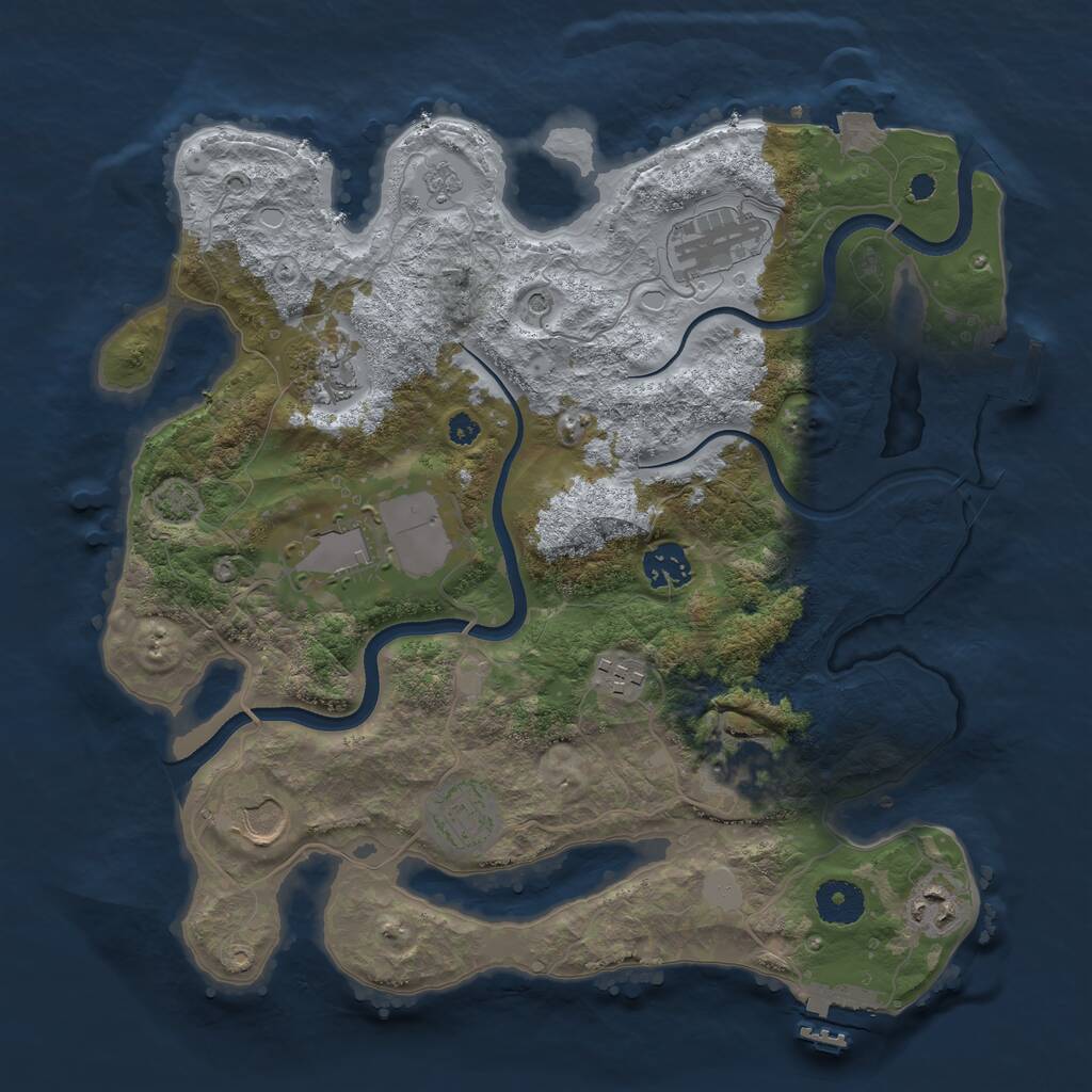 Rust Map: Procedural Map, Size: 3500, Seed: 1219837453, 15 Monuments