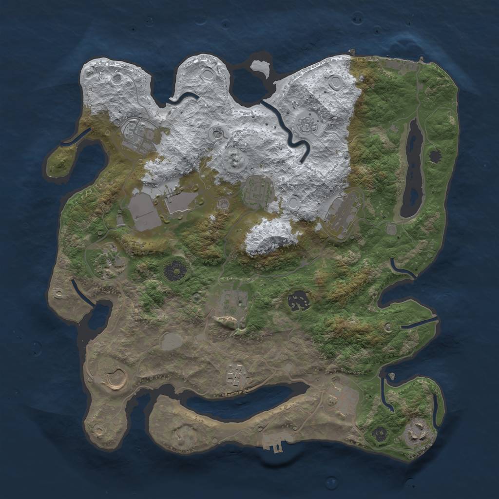 Rust Map: Procedural Map, Size: 3500, Seed: 1219837453, 20 Monuments