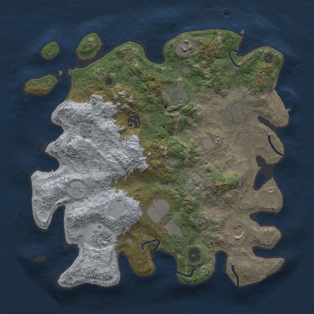 Rust Map: Procedural Map, Size: 3500, Seed: 386124, 14 Monuments