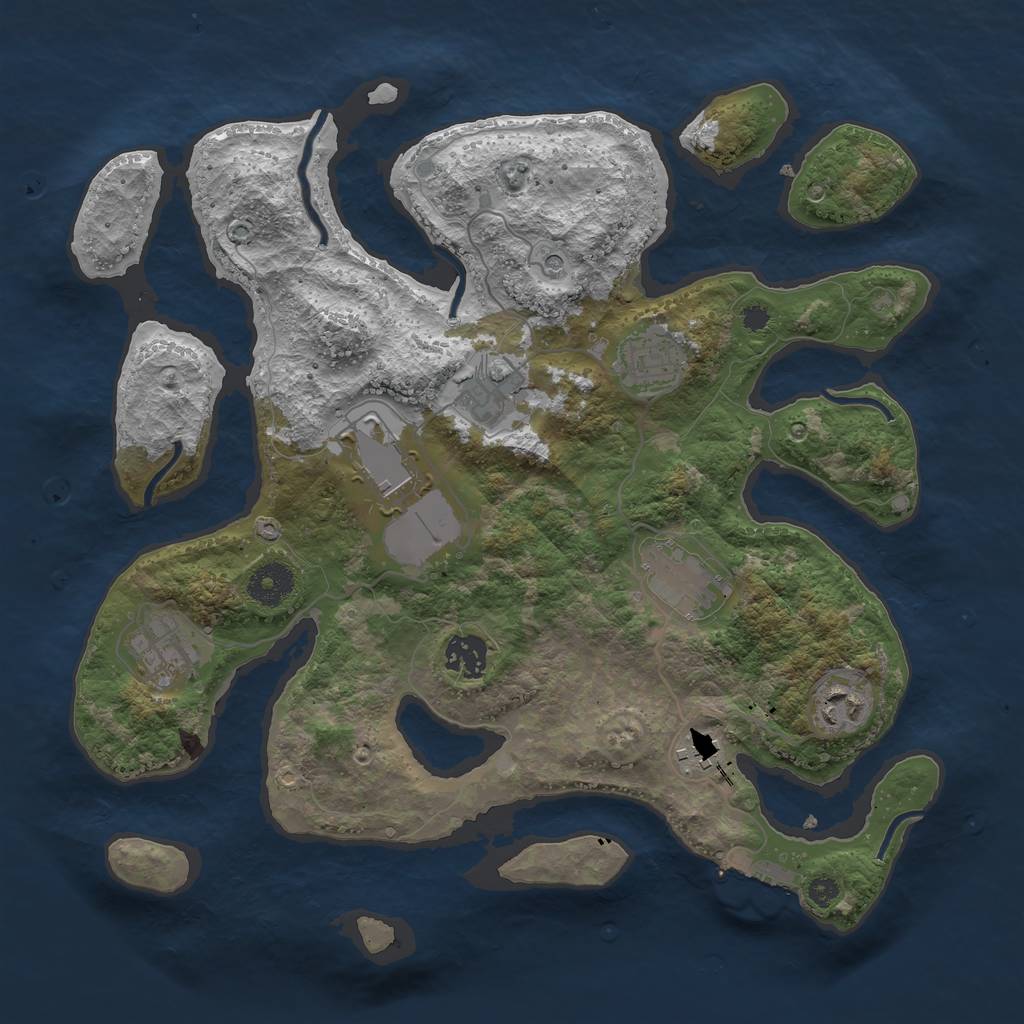 Rust Map: Procedural Map, Size: 3500, Seed: 256074, 12 Monuments