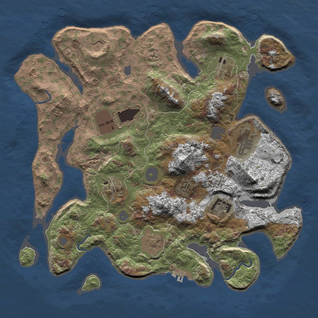 Rust Map: Procedural Map, Size: 3500, Seed: 854026, 14 Monuments