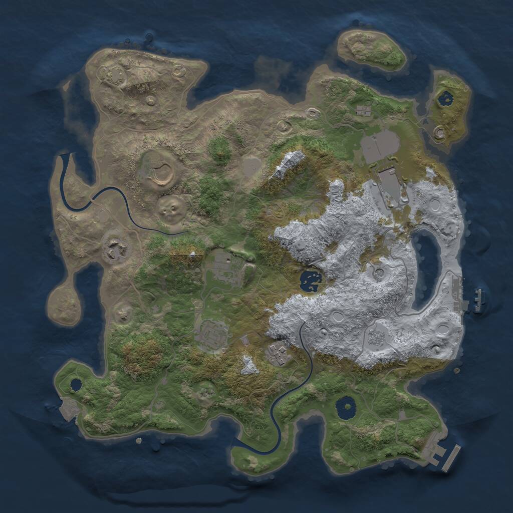 Rust Map: Procedural Map, Size: 3500, Seed: 854026, 13 Monuments