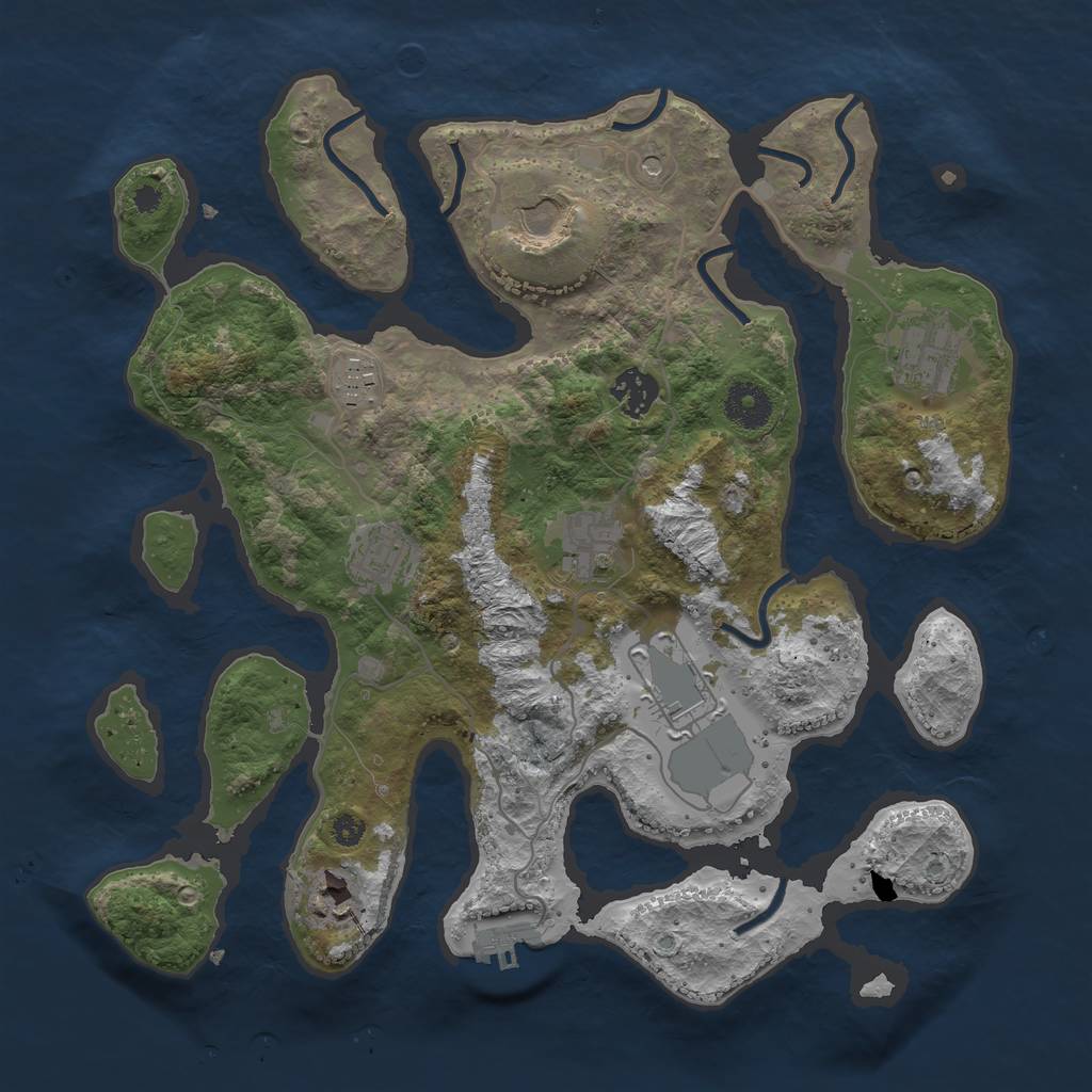 Rust Map: Procedural Map, Size: 3500, Seed: 868555, 12 Monuments