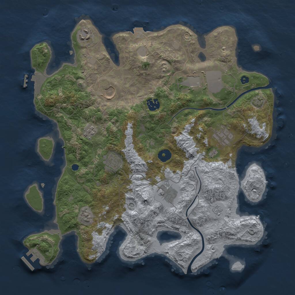 Rust Map: Procedural Map, Size: 3500, Seed: 868555, 14 Monuments