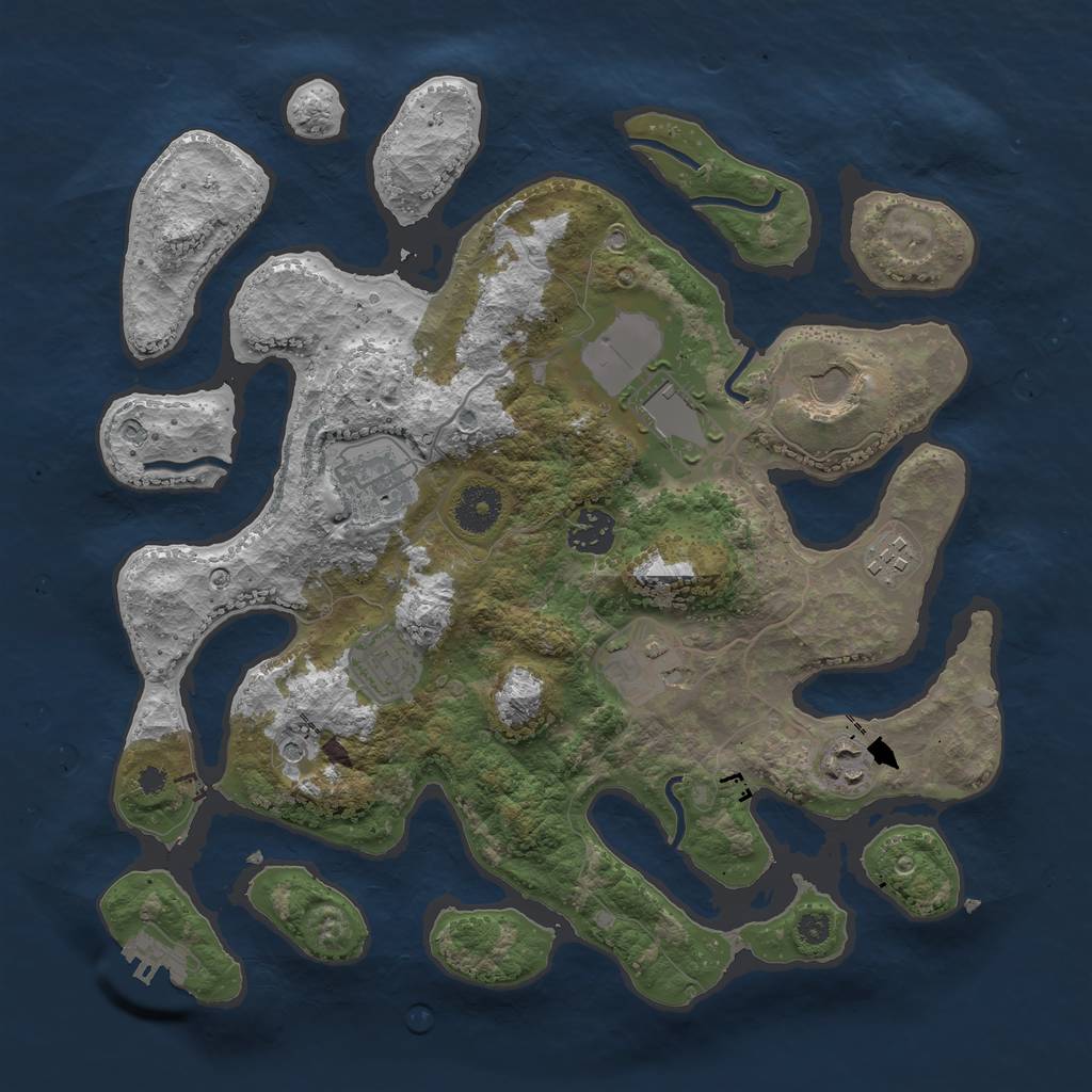 Rust Map: Procedural Map, Size: 3500, Seed: 518667, 12 Monuments