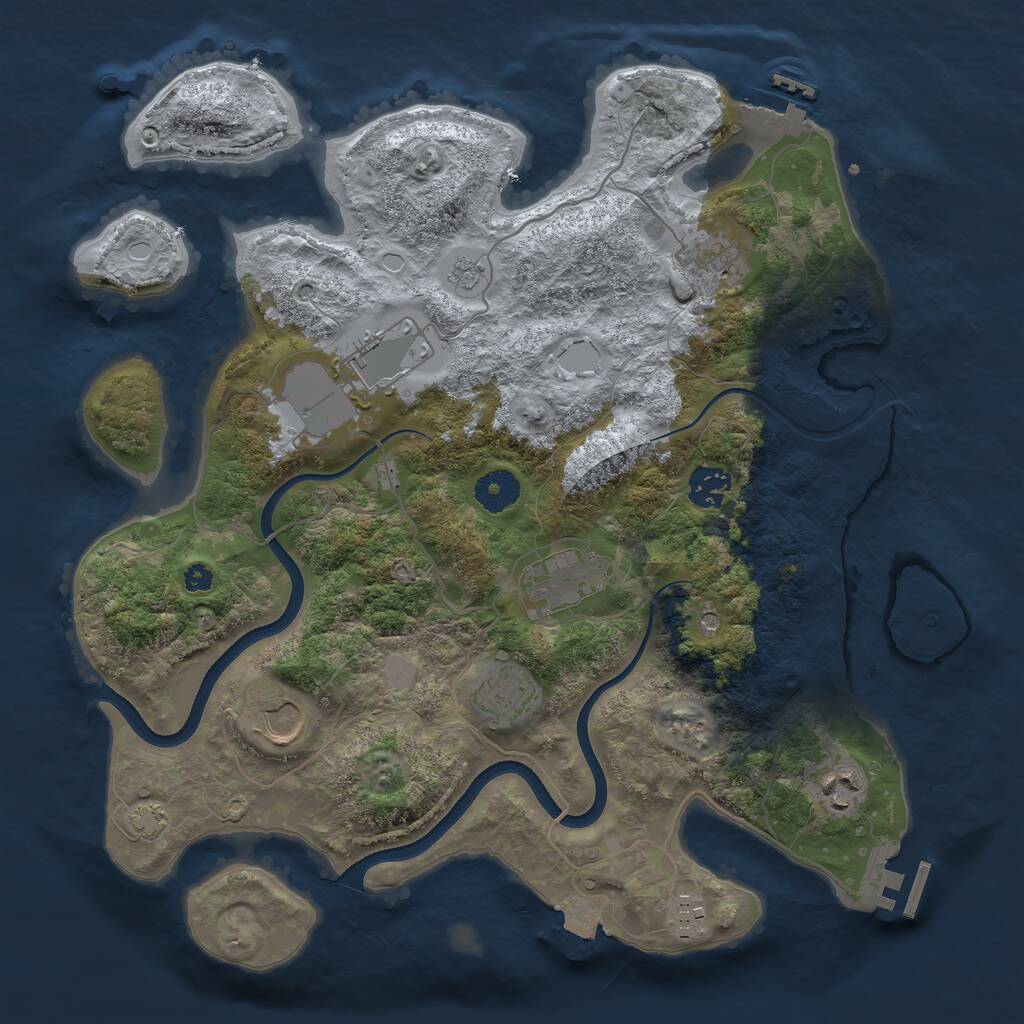 Rust Map: Procedural Map, Size: 3600, Seed: 778316613, 14 Monuments