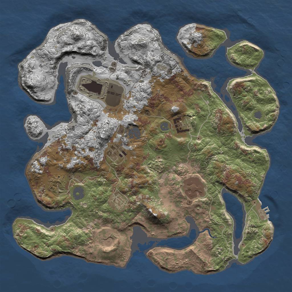 Rust Map: Procedural Map, Size: 3500, Seed: 452134, 13 Monuments