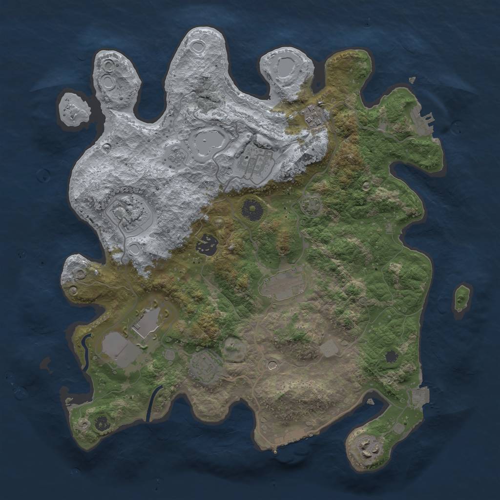 Rust Map: Procedural Map, Size: 3500, Seed: 507707, 16 Monuments