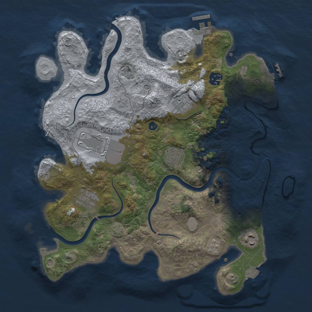 Rust Map: Procedural Map, Size: 3500, Seed: 507707, 13 Monuments