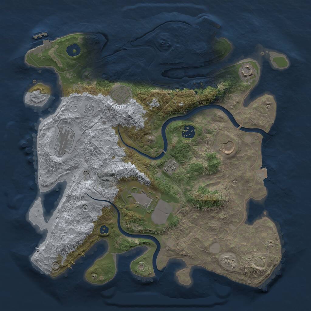 Rust Map: Procedural Map, Size: 3500, Seed: 711838, 13 Monuments