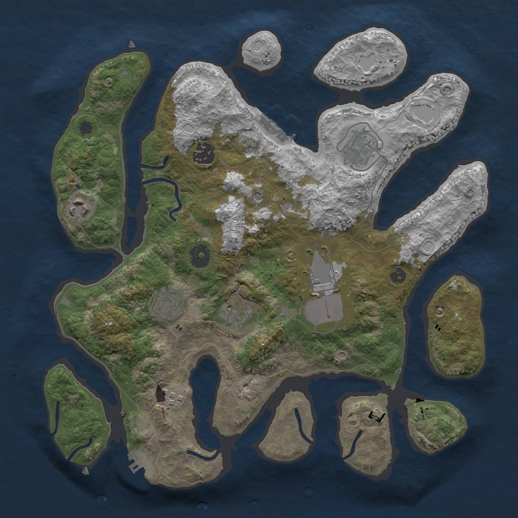 Rust Map: Procedural Map, Size: 3500, Seed: 587013, 15 Monuments